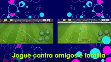 Ecrã tático de eFootball com dois campos vistos de cima e as posições da equipa.